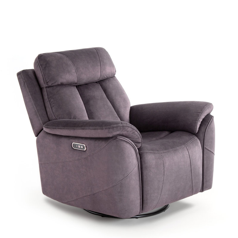 Latitude Run Sude Upholstered Swivel Recliner Wayfair